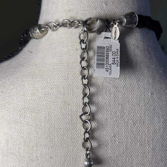 Chico's Black Cord with Large Silver Rhinestone Bead Necklace - Picture 3 of 3
